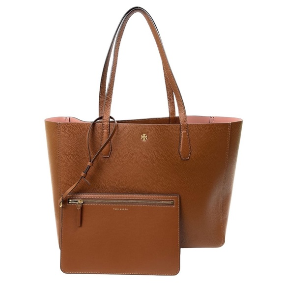 Tory Burch Handbags - NEW Tory Burch tote bag brown leather open style gold-tone hardware NWT